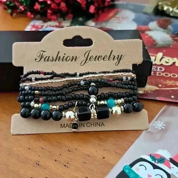 𝅺BRACELET SEVERAL BEADS ONE SIZE MIXED COLORS FASHION JEWELRY - Picture 3 of 4